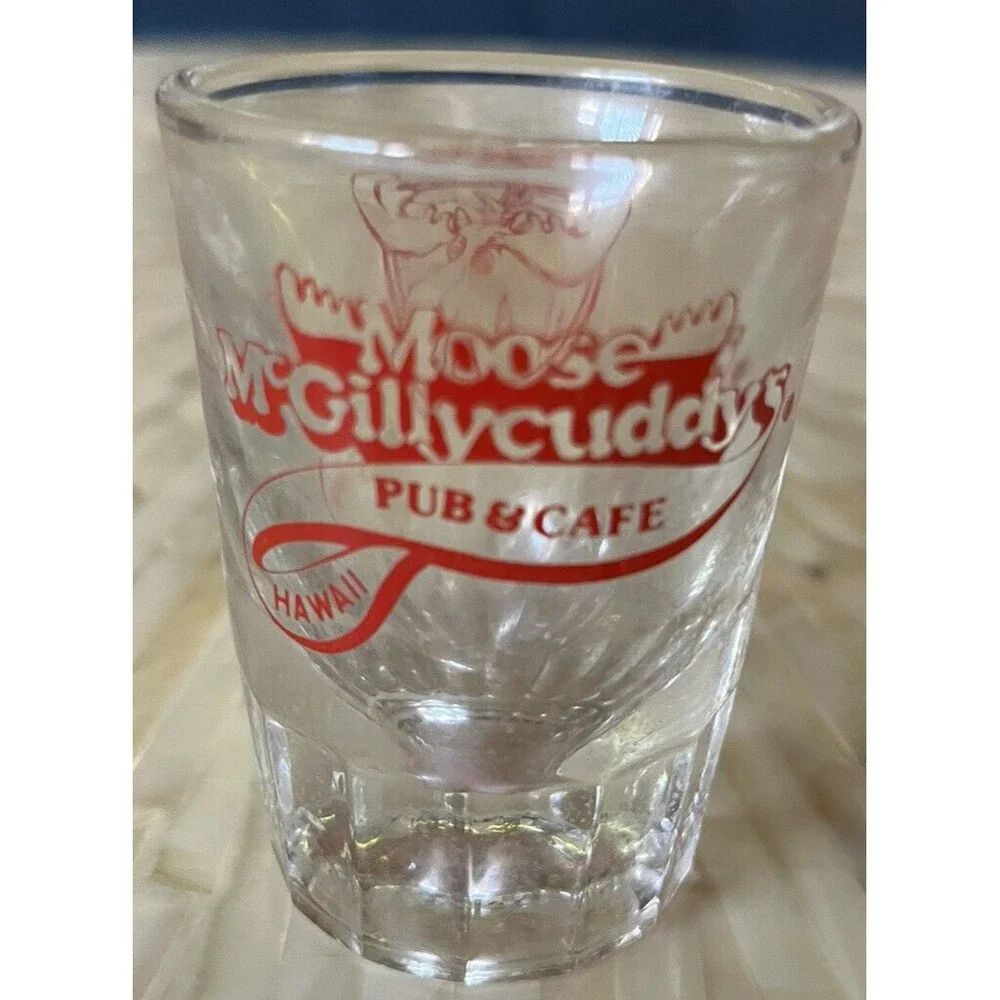 Shot Glass Vintage 80s Barware Heavy Beveled Base Bar Shooter Hawaii Souvenir 3